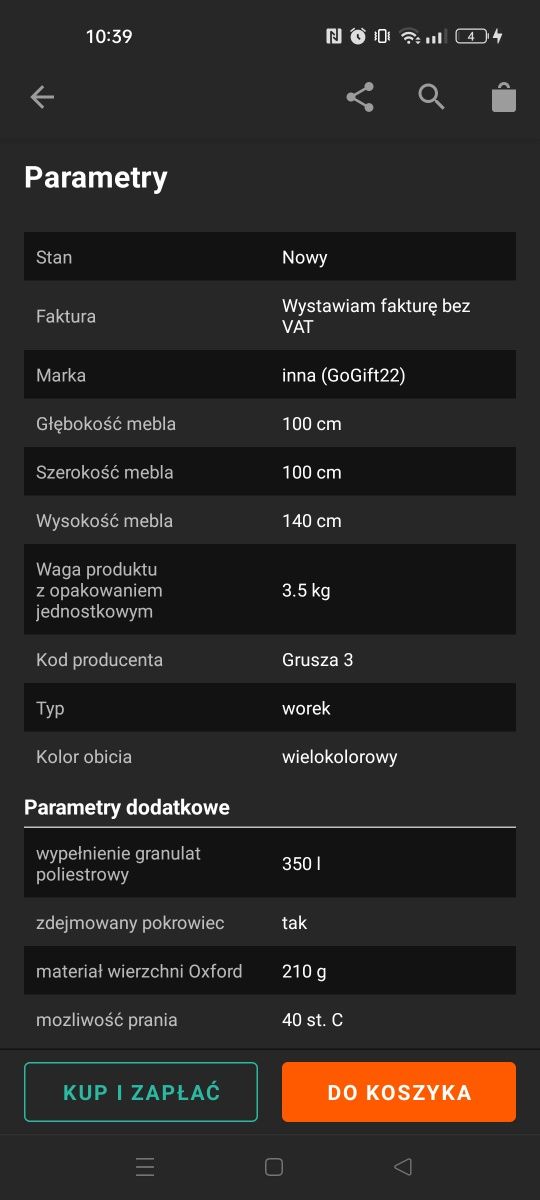 Pufa worek GoGift wielokolorowy z podnóżkami