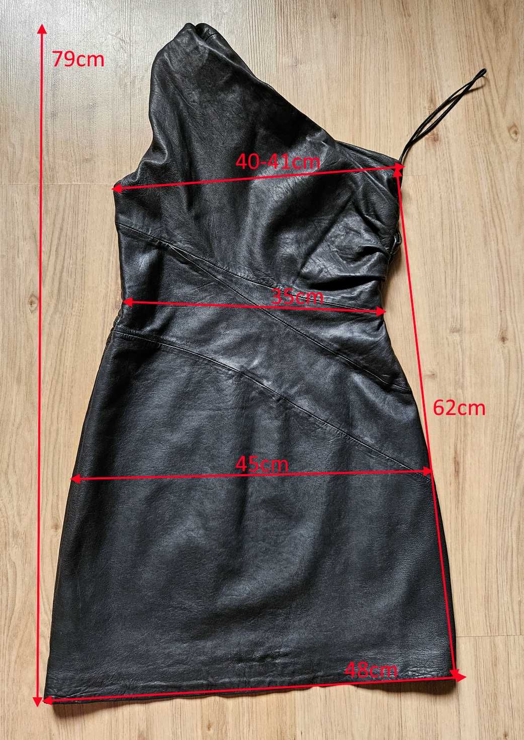 Sukienka skórzana AllSaints skóra naturalna asymetryczna
