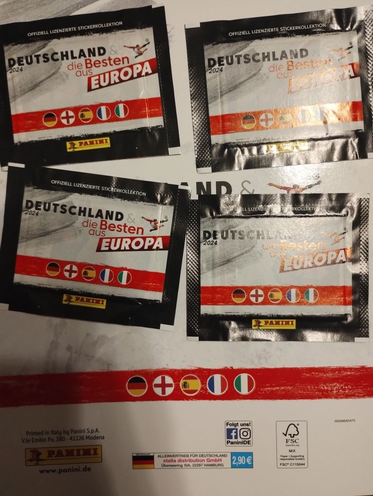 4 saszetki z edycji niemieckiej Panini 2024 euro