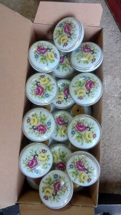 Puxadores de porta TUPAI únicos, em porcelana com flores