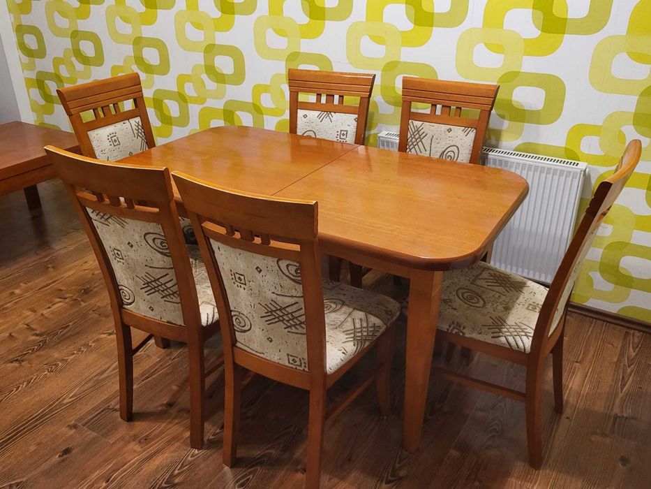 Zestaw stół rozkładany + 6 krzeseł + ława