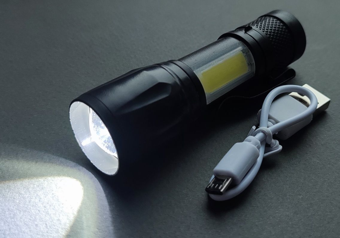 Ліхтарик з вбудованим акумулятором 3 режими бокове світло