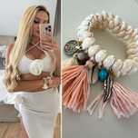 Bransoletka z muszelkami muszelki szeroka boho chwosty pastelowe