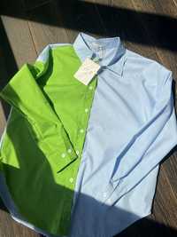 Рубашка зелёна голубая