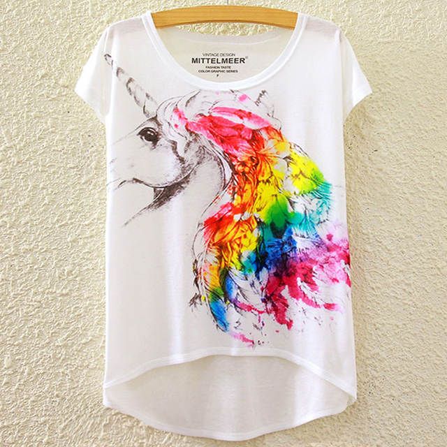 футболка единорог яркая графити