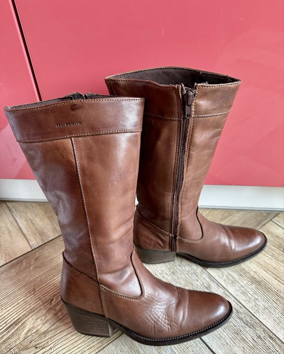 Шкіряні «козаки» ten points в трендовому шоколадному кольорі