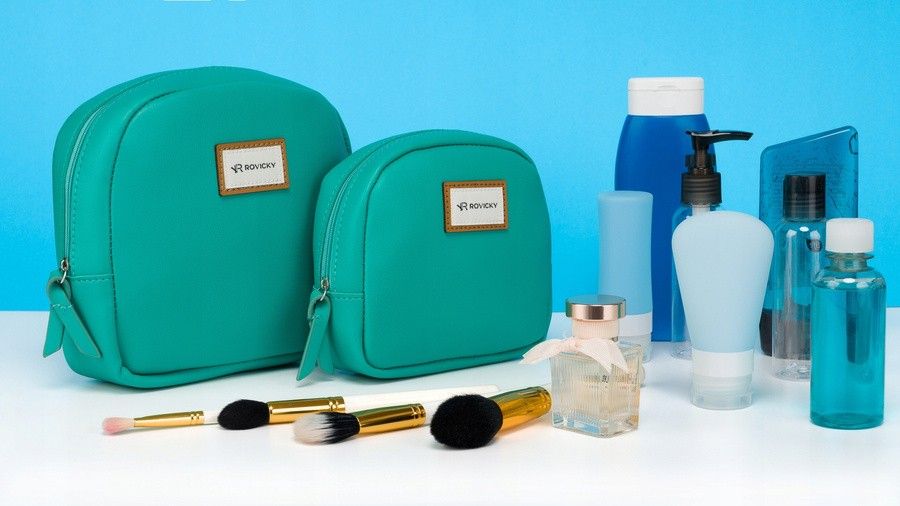 zestaw dwóch kosmetyczek damskich ze skóry ekologicznej - rovicky
