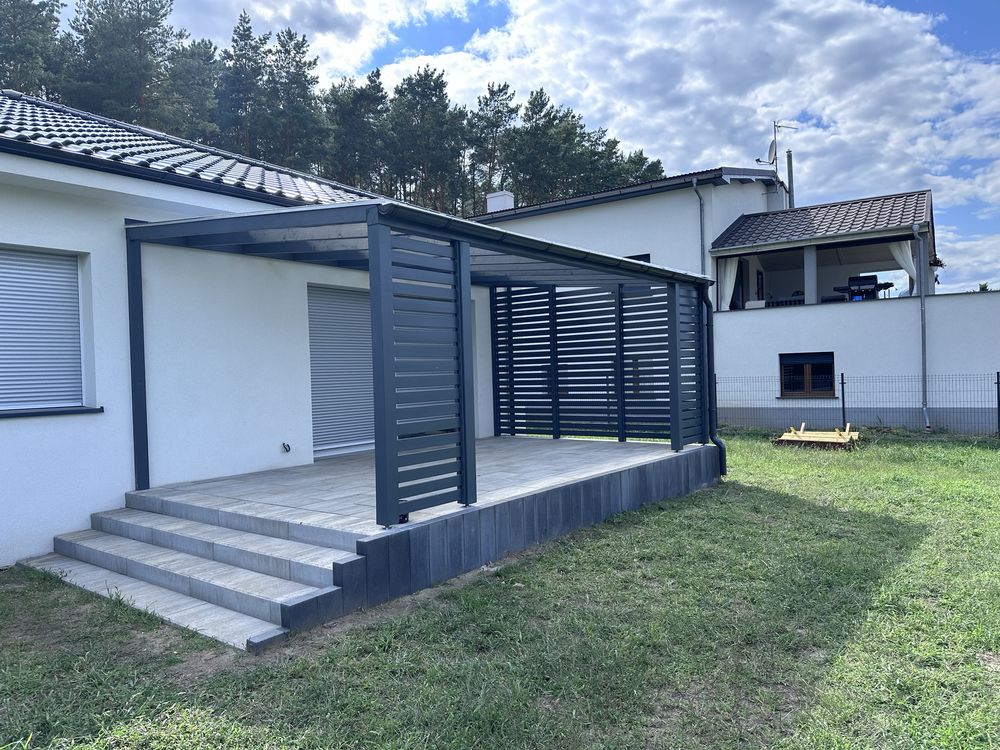 Zadaszenie tarasu z poliweglanu wraz z zabudową 600 cm x 400 cm