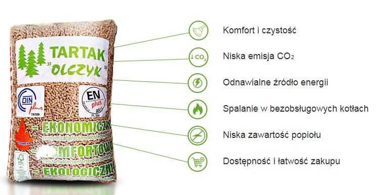 Certyfikowany pellet Olczyk 100% sosnowy A1 pelet drzewny