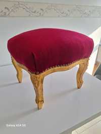 Podnóżek stołek pufa Barok, kolor  czerwnono-zloty