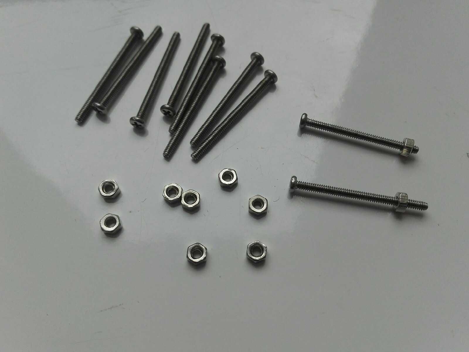 Śruba z nakrętką M1,6 długość 22mm, grubość 1,6mm, stal nierdzewna 304