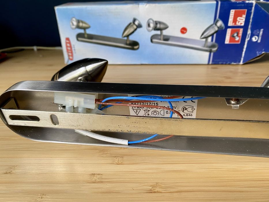 Lampa Sufitowa; listwa 2 punktowa/ Srebrny mat, Stal nierdzewna