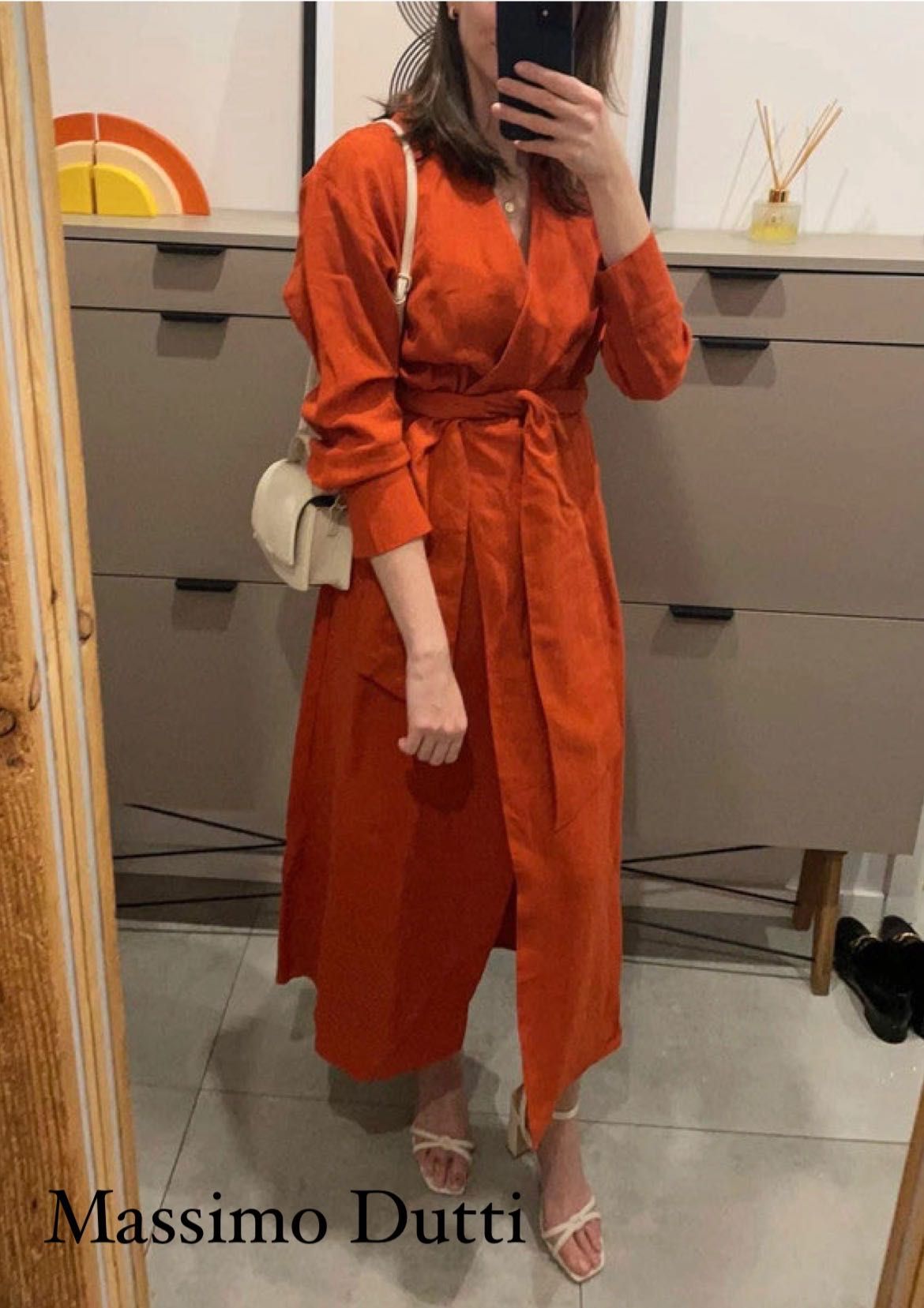 Massimo Dutti - lniana kopertowa sukienka z kieszeniami rozm. XS 34