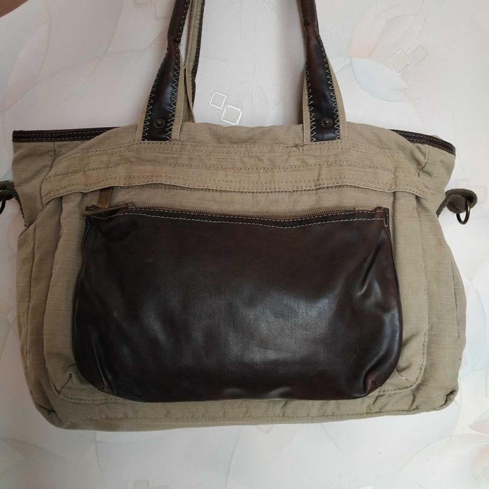 Брезентова сумка з шкіряними вставками