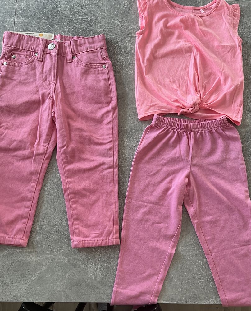 Śliczny zestaw różowy rozmiar 86 nowe spodnie i legginsy