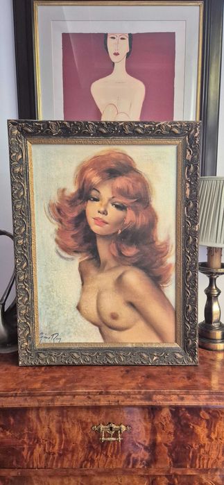 Reprodukcja obrazu Cute Ginger Nude Gino Raya pin up Uroczy Rudy Akt