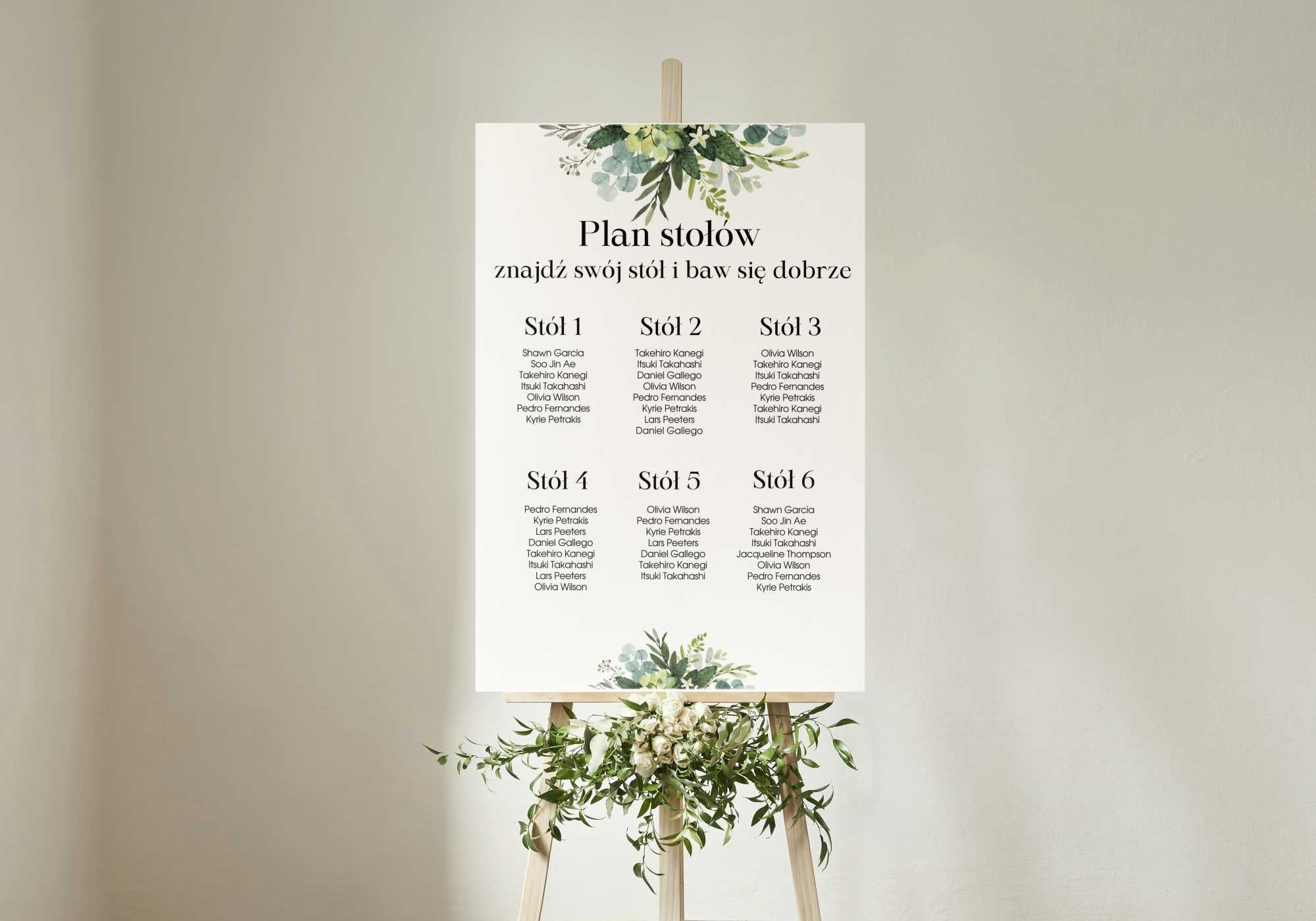 Plan stołów na wesele ślub dekoracja tablica RÓŻNE WZORY 50x70 cm