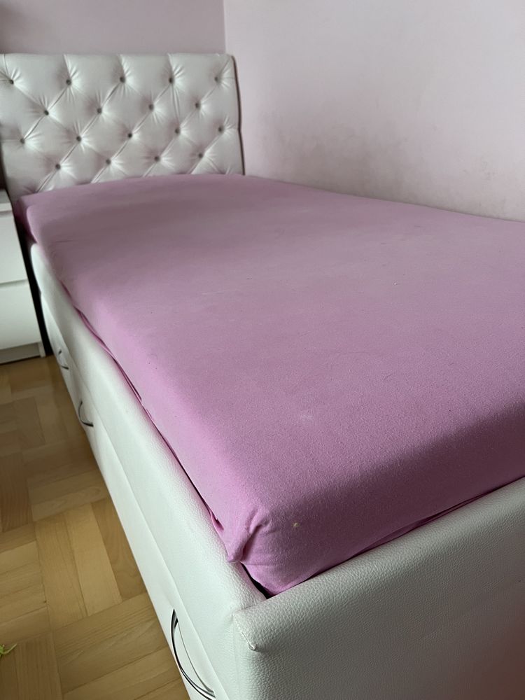 Łóżko tapicerowane glamour materac kieszeniowy duże mocne szuflady