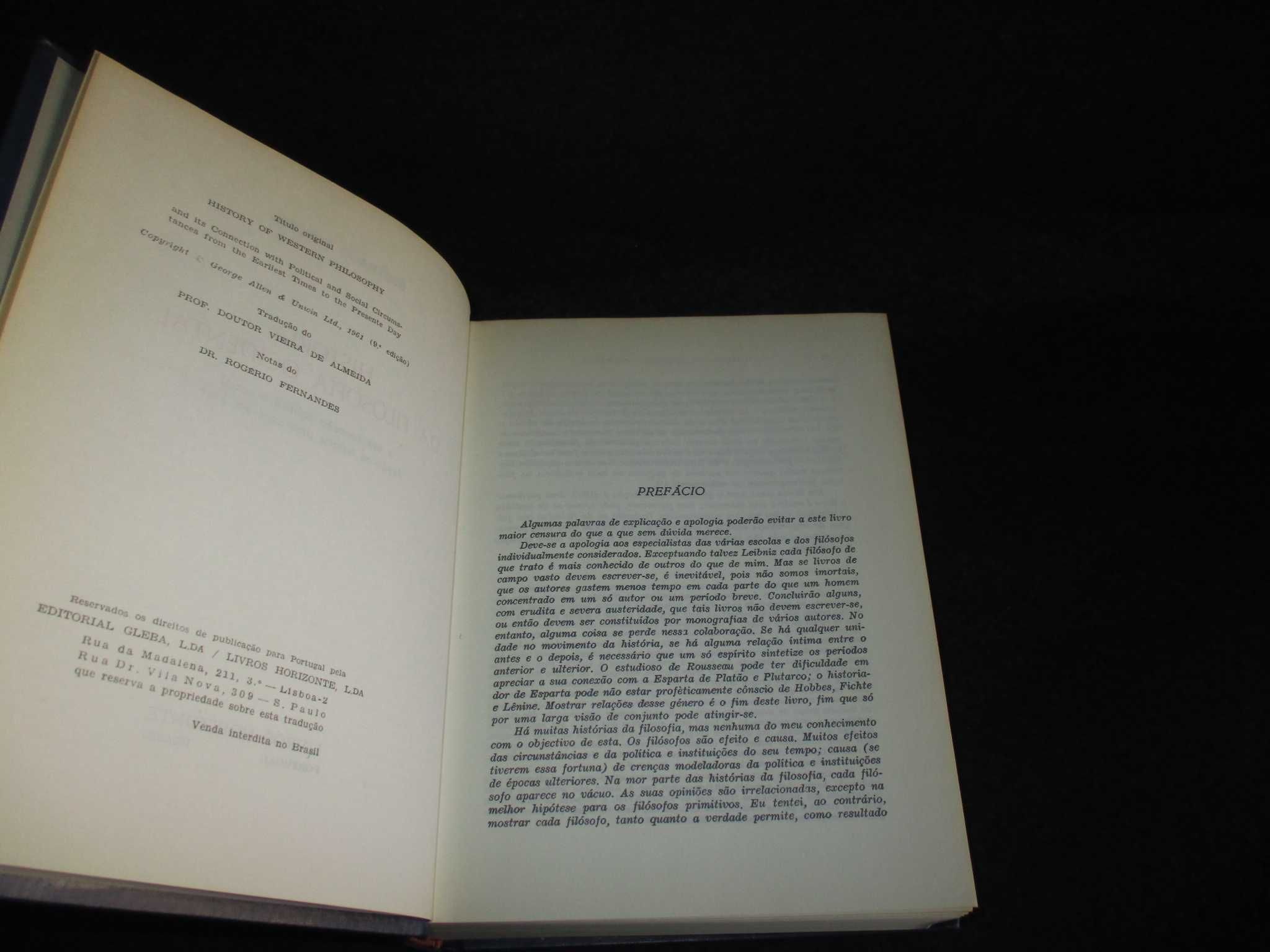 Livro História da Filosofia Ocidental Bertrand Russell Horizonte