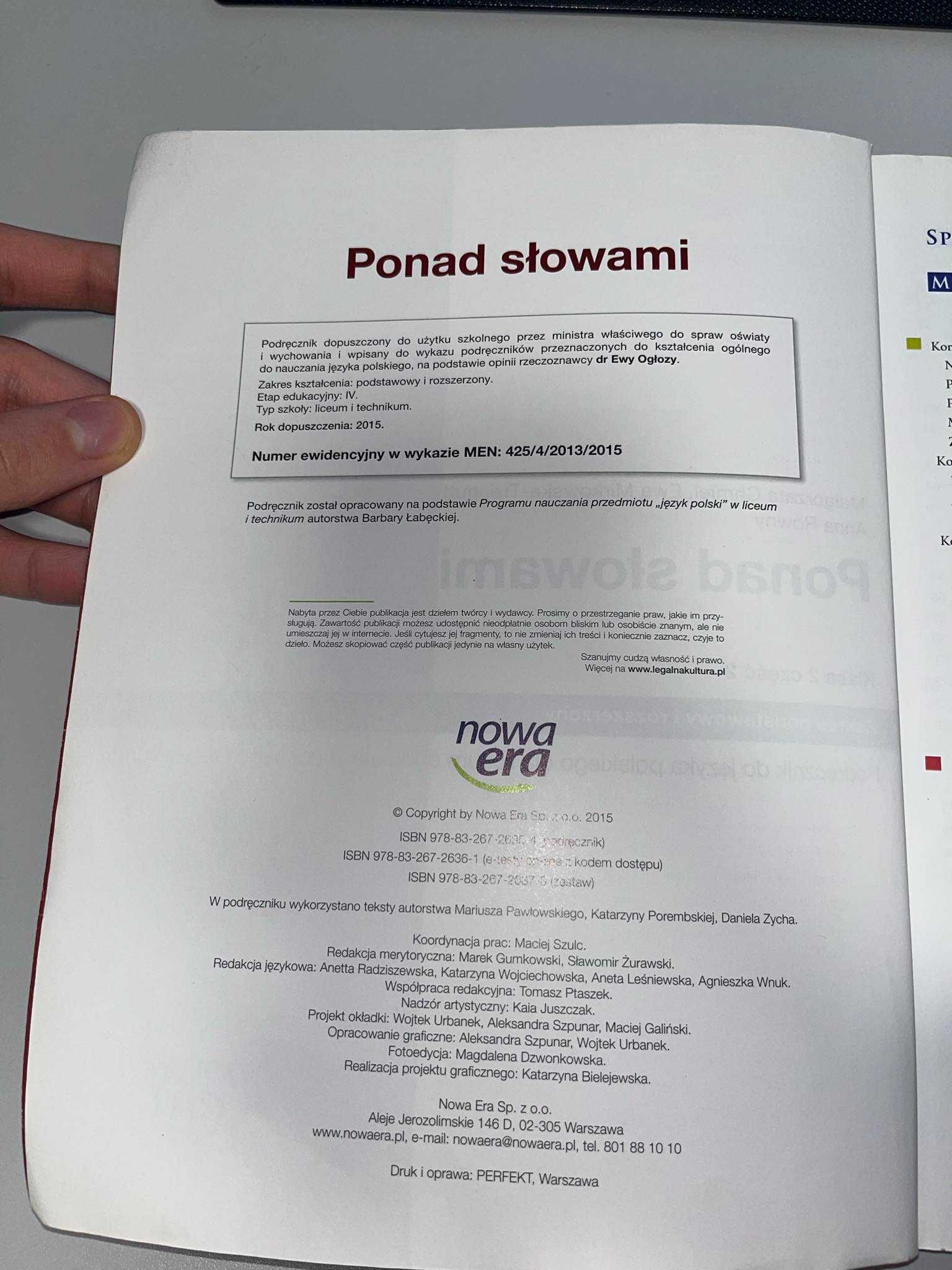 Podręcznik Ponad Słowami do języka polskiego. Klasa 2 część 2