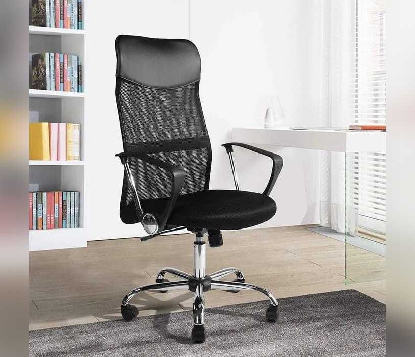 Кресло офисное компьютерное на колесах/Черный стул Eurotop