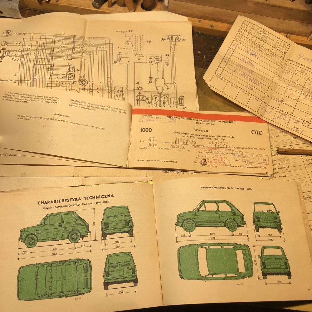 Instrukcja obsługi fiat 126p maluch ksiażka gwarancyjna rachunek