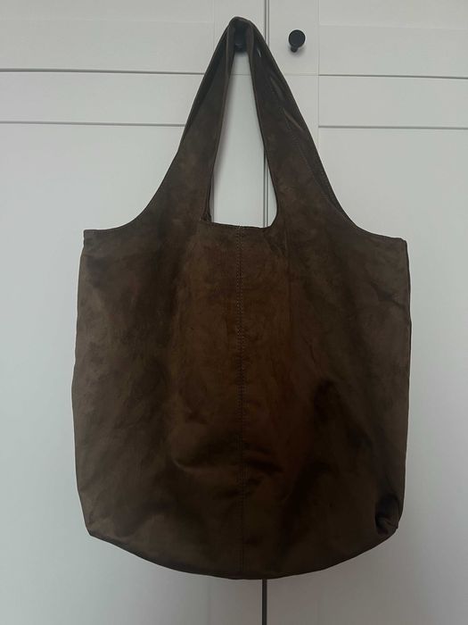 Torba shopper ze sztucznego zamszu brązowa