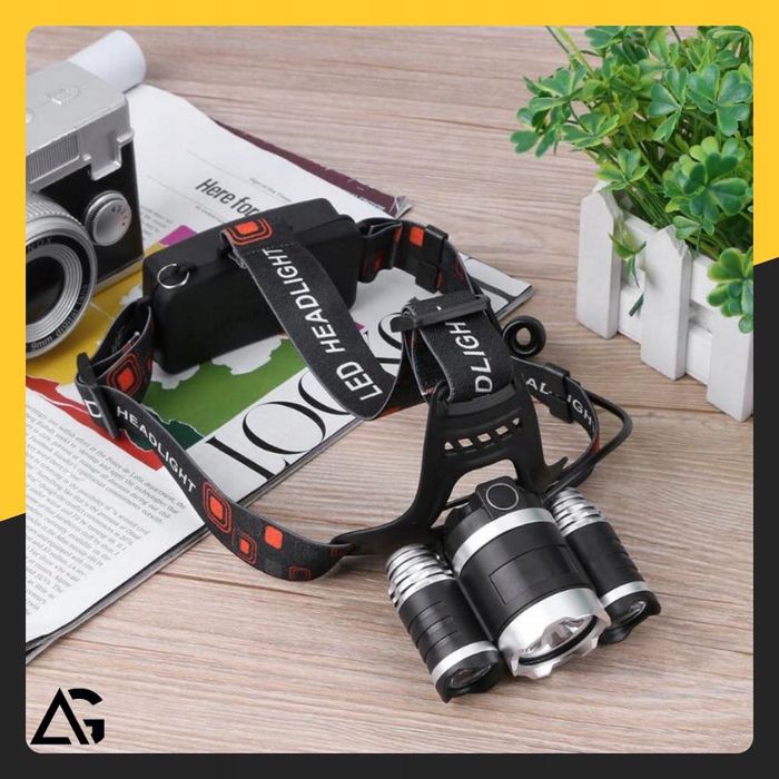 Latarka Czołowa Akumulatorowa Bardzo Mocna 3x Led Czołówka Na Głowę fv