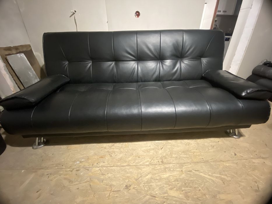 Skórzana rozkładana sofa / kanapa z funkcją spania / skóra / jak nowa