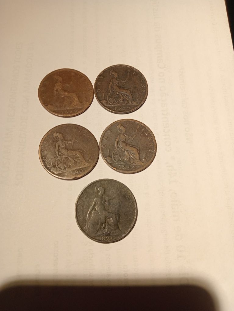 5 moedas UK 1889 a 1897
