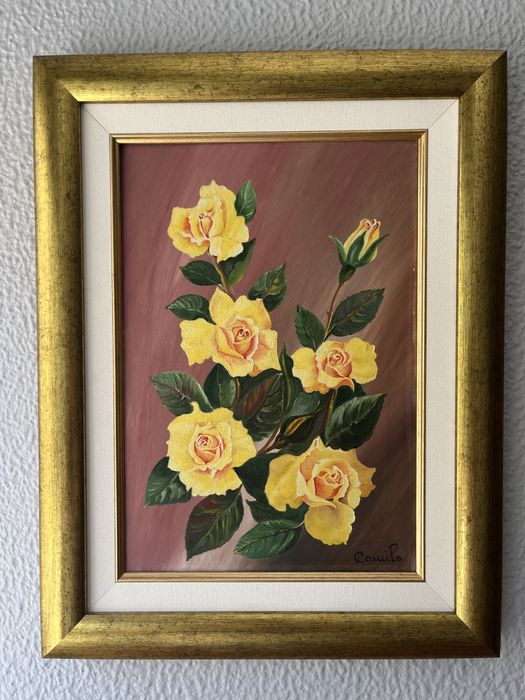 Quadro floral com moldura