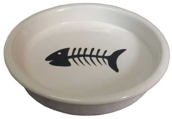 Miska ceramiczna dla kota ryba talerzyk BIAŁA PB