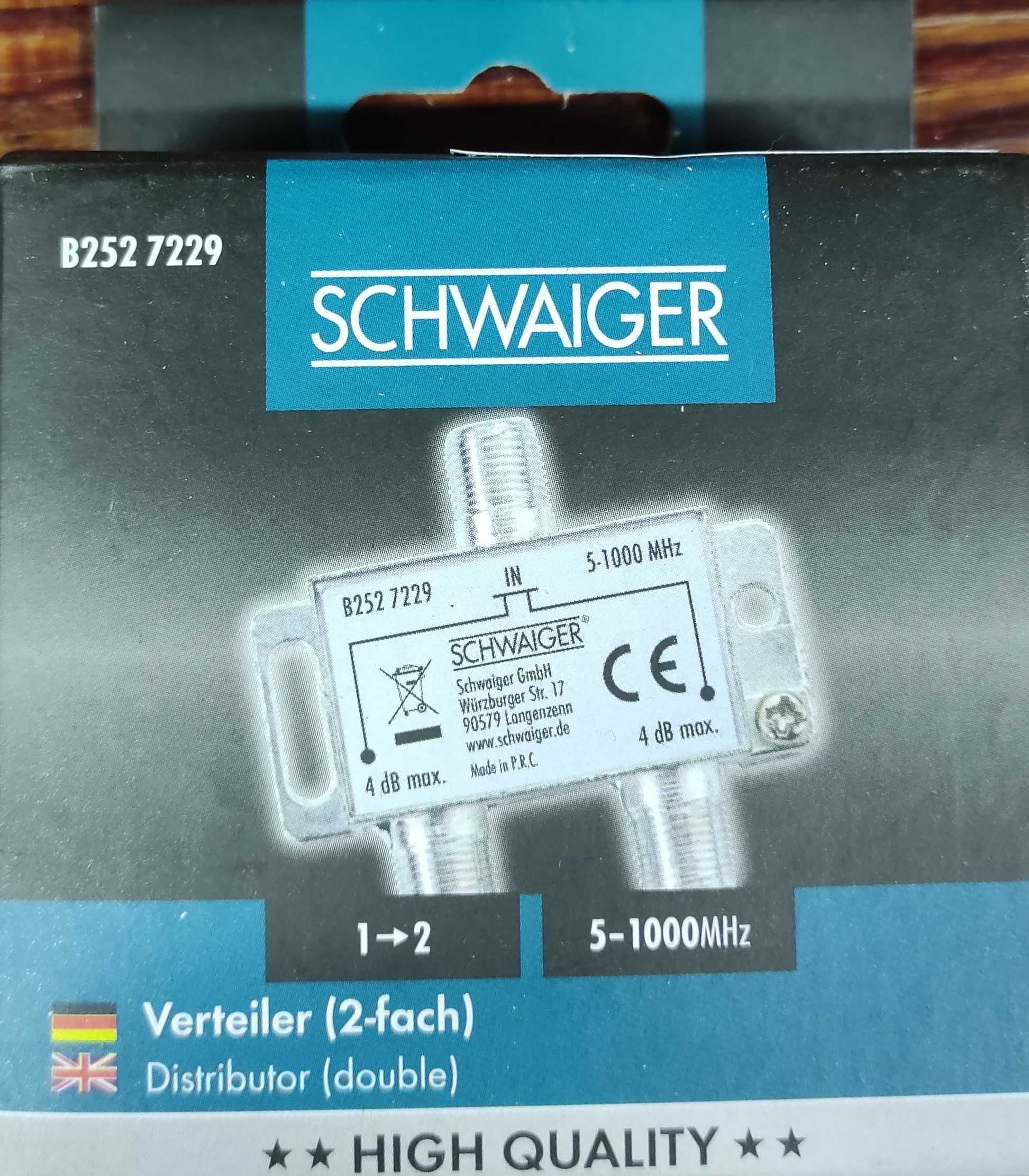 Schwaiger B252 rozdzielacz 2-krotny, 5-1000 MHz srebrny