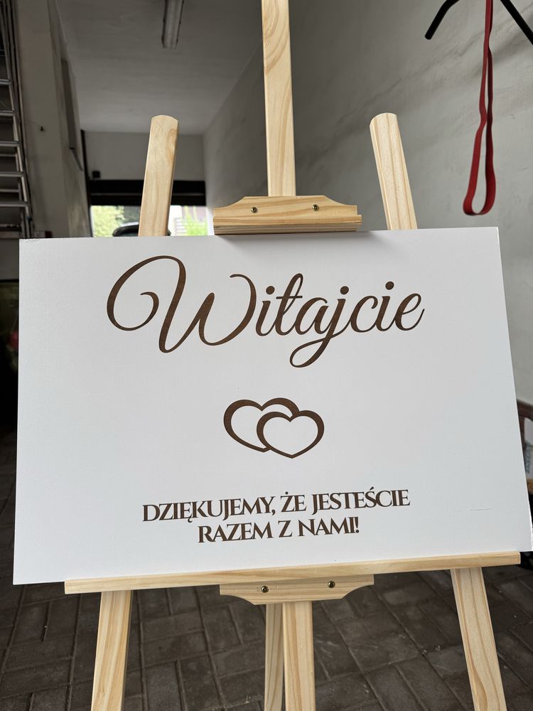 Tablica powitalna i plan stołow + 2x Sztaluga