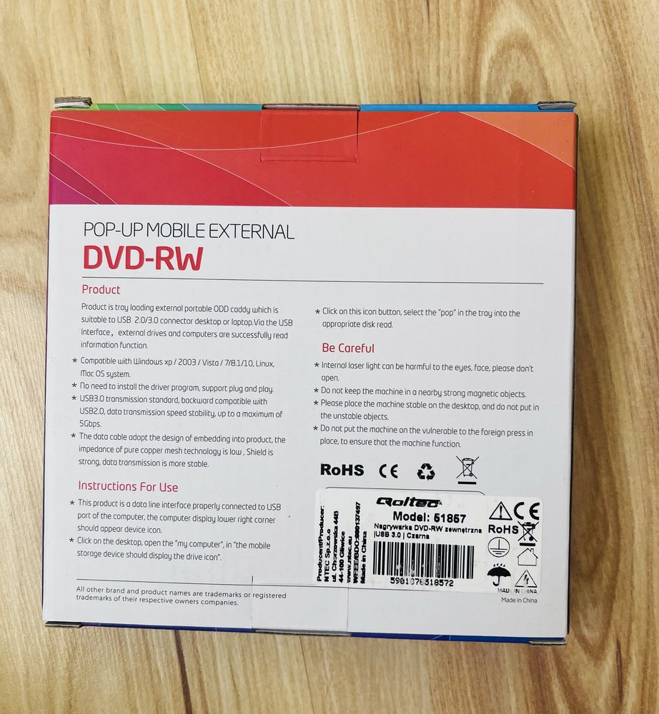 Zewnętrzny cd dvd nagrywarka płyt DVD-RW usb 3.0
