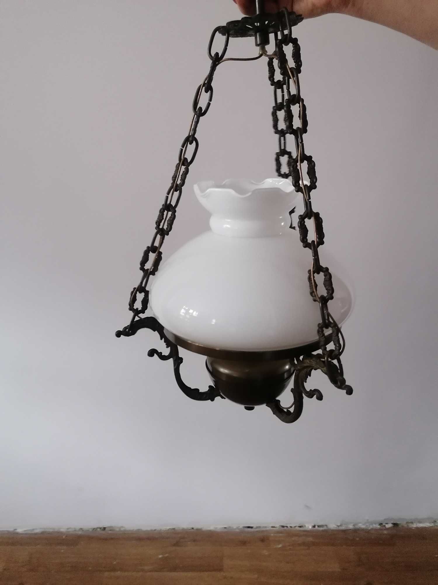 Stara stylowa lampa żyrandol wisząca mosiężna retro