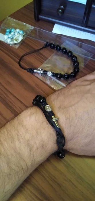 Męski różaniec/bransoletka z krzyżykiem i Matką Bożą Wojownicy Maryi++