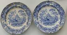 2 pratos de cerâmica muito antigos de faiança Inglesa Spode 1815