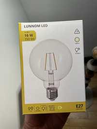 IKEA LUNNOM Żarówka LED E27 150 lumenów, kula przezroczysta, 95 mm