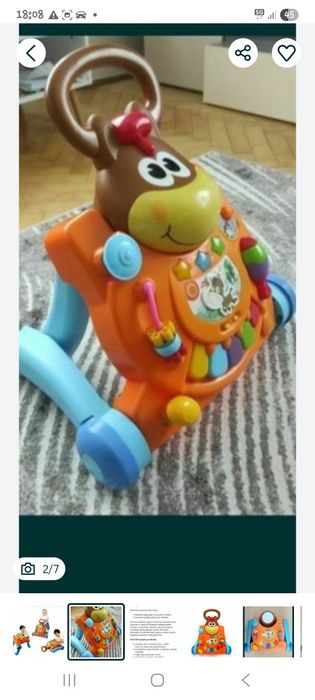 Chodzik stolik pchacz  3 w 1 interaktywny