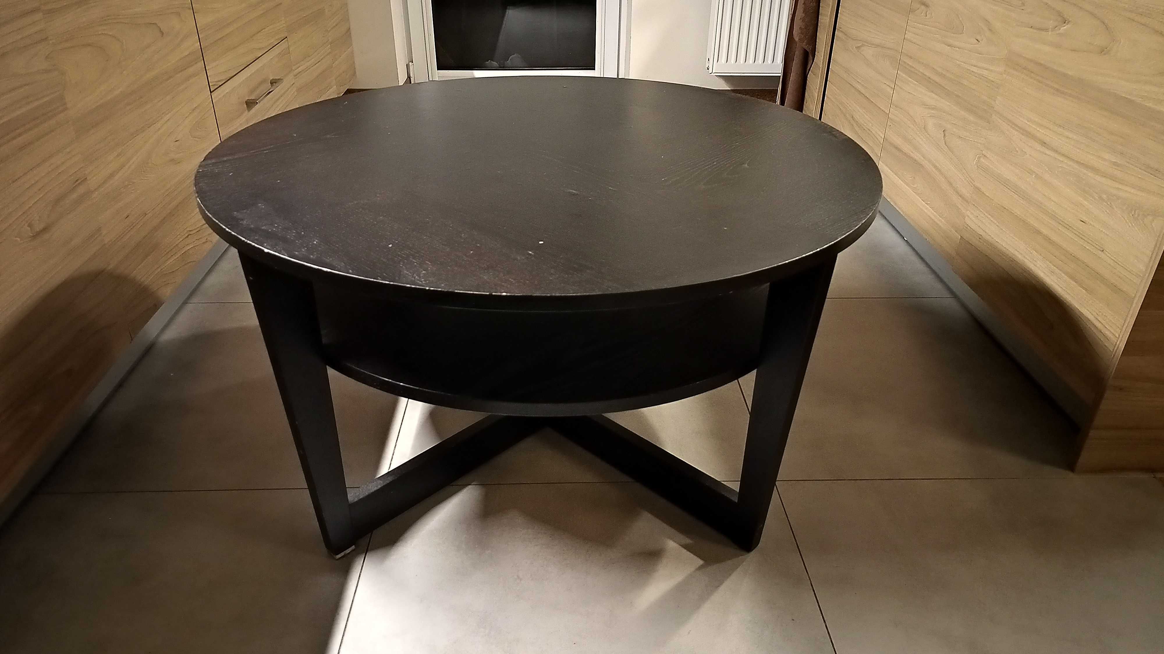 Okazja! Duży, okrągły, czarny stolik Ikea Vejmon 90 cm, Lublin