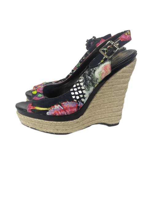 Roberto cavalli kolorowe buty na koturnie idealne na lato damskie