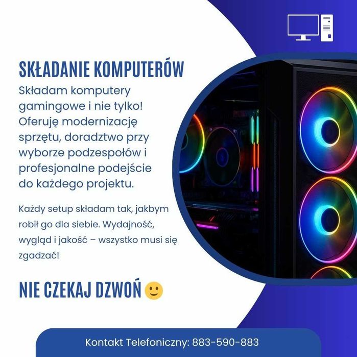 SKŁADANIE KOMPUTERÓW PC Gaming, Modernizacja , Serwis PC/Laptop