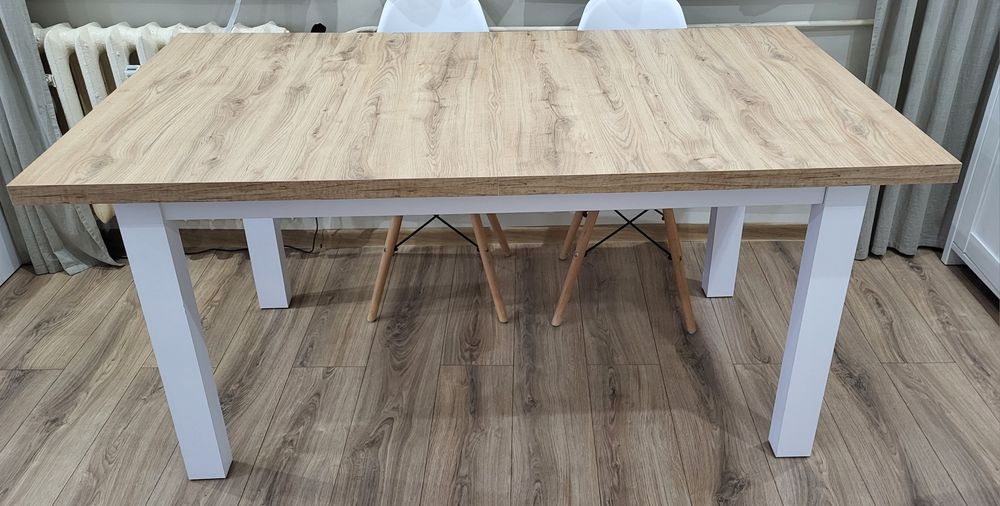 Stół skandynawski biało drewniany rozkladany 6-odobowy