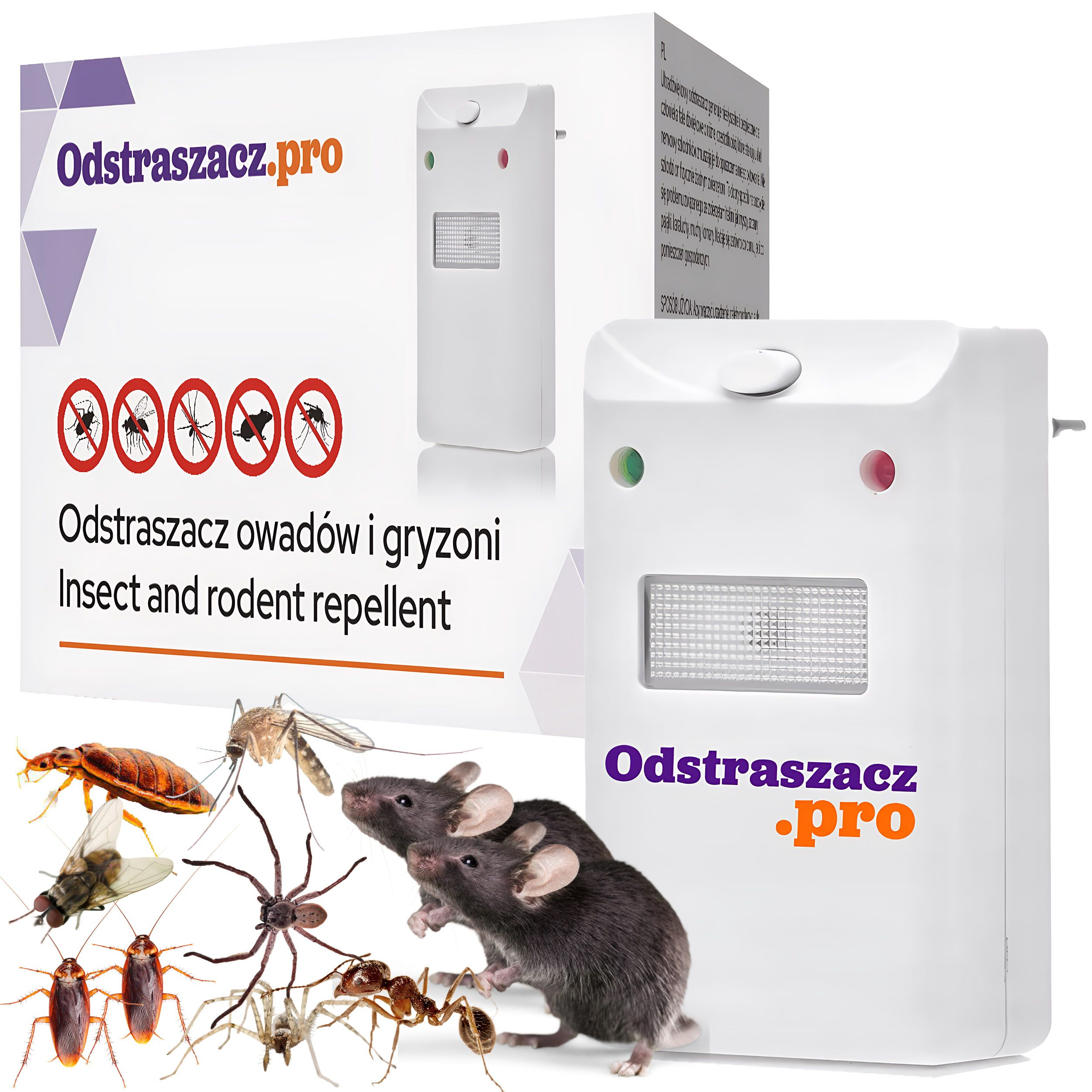 Odstraszacz na Myszy Muchy Komary Pająki Os Gryzonie Karaluchów