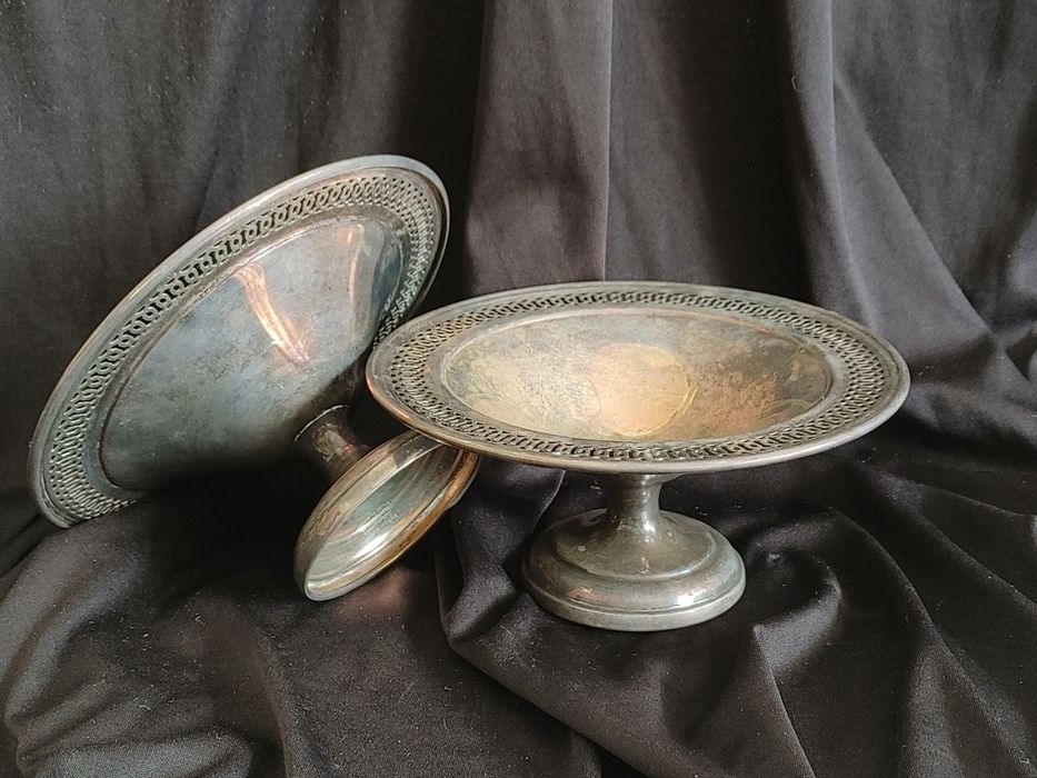 2 szt. Patera srebro na miedzi Sheridan silver on copper retro vintage
