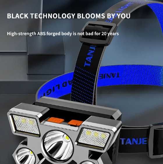 Farol de luz forte de cabeça para pesca, caça noturna, ciclismo