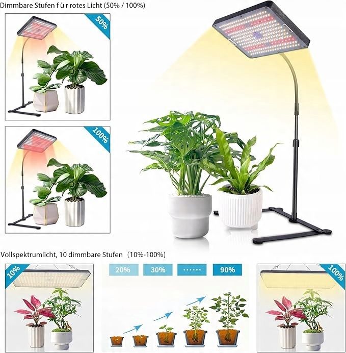 Lampa LED do uprawy roślin pokojowych, 242 diody LED z timerem PILOT