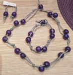 Zestaw biżuterii handmade naszyjnik bransoletka kolczyki drewno nowe