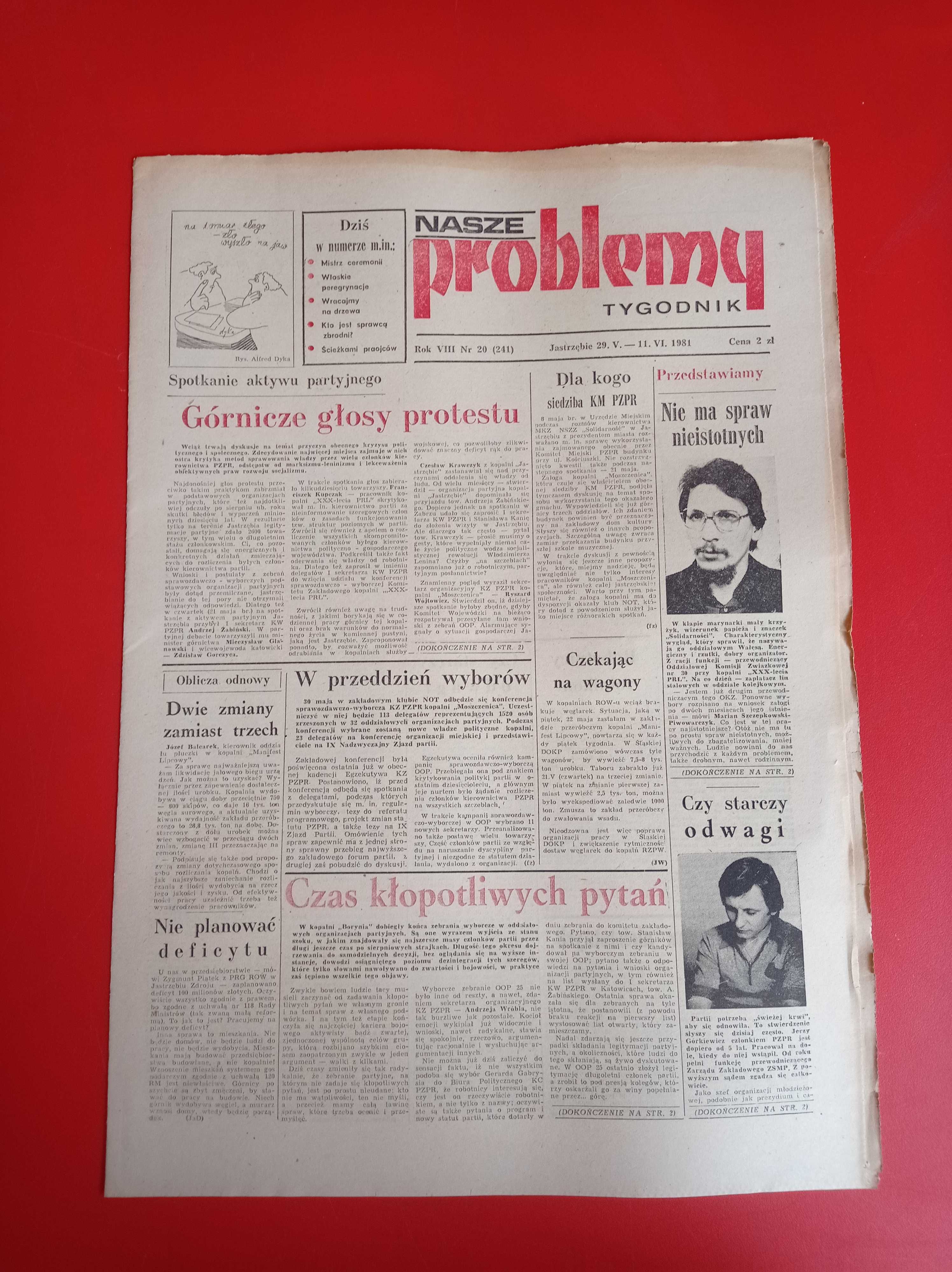 Nasze problemy, Jastrzębie, nr 20, 29 maja - 11 czerwca 1981